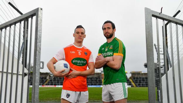 Mark Shields, Armagh, and Graham Reilly, Meath, pictured ahead of Sunday's Allianz League Division Two encounter at Pairc Tailteann.