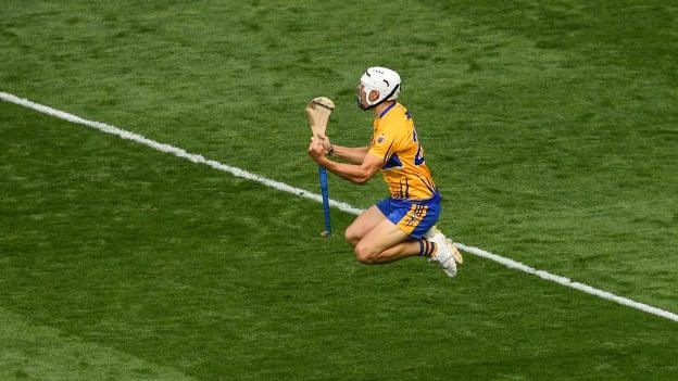 Clare's Aron Shanagher celebrates after scoring a goal against Galway in the All-Ireland SHC semi-final. 