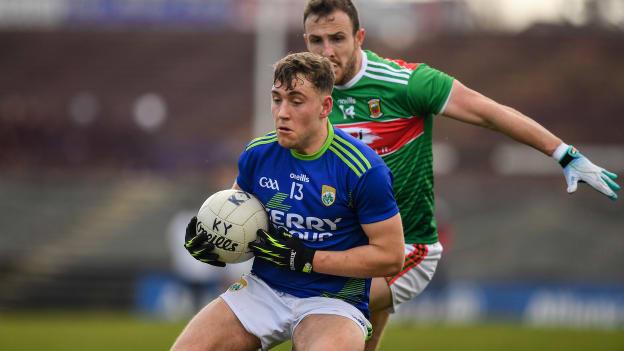 Dara Moynihan, Kerry, and Darren Coen, Mayo, during the Allianz Football League Division One encounter at Elverys MacHale Park.
