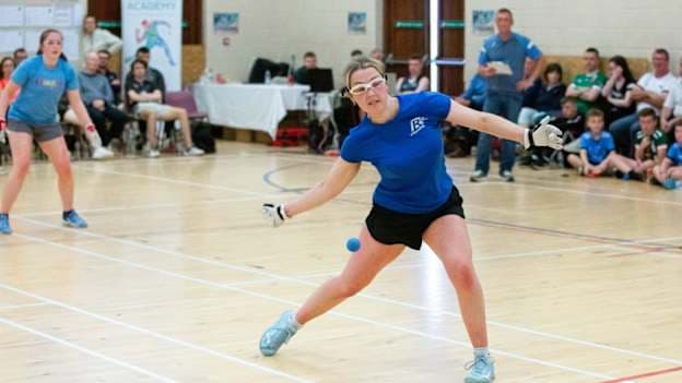 Fiona Tully on her way to victory over Caitriona Casey in the  Elite women's grade of the Irish Wallball Nationals.