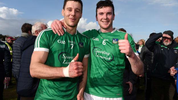 Dan Morrissey and Declan Hannon celebrating at Pearse Stadium.