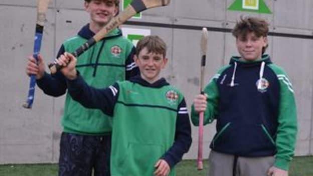 Some of Rockland GAA club's younger members making good use of the ball wall. 