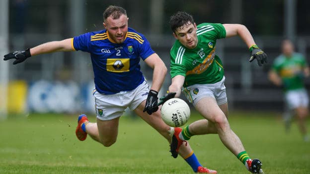 Ryan O'Rourke of Leitrim in action against Eoin Murtagh of Wicklow during the GAA Football All-Ireland Senior Championship Round 1 match between Leitrim and Wicklow at Avantcard Páirc Seán Mac Diarmada in Carrick-on-Shannon, Leitrim. 