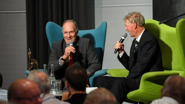 Former Kerry star John O'Keeffe pictured with Mícheál Ó Muircheartaigh in 2019.