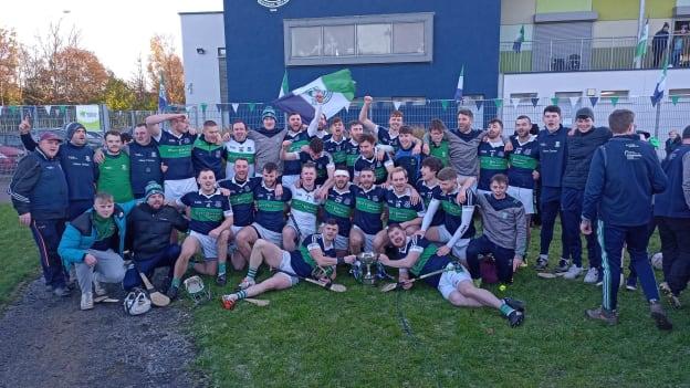 Bray Emmets players celebrate after their Leinster Intermediate Hurling Final win over Trim. 
