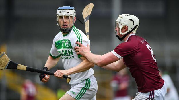 TJ Reid of Ballyhale Shamrocks in action against Aaron Maddock of St Martin's during the AIB Leinster GAA Hurling Senior Club Championship semi-final match between Ballyhale Shamrocks and St Martin's at Nowlan Park in Kilkenny.