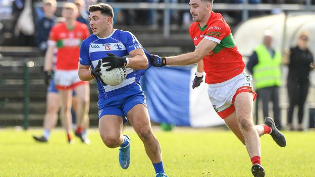 Dan Silke Fetherson, Blessington, and Jamie Smell, Rathnew, in Wicklow SFC Final action at Echelon Park. Photo by Matt Browne/Sportsfile