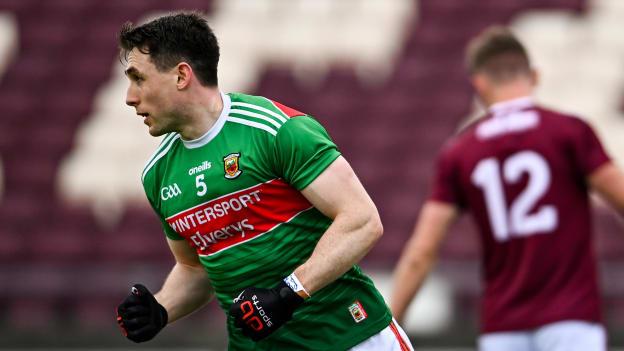 Paddy Durcan celebrates after scoring a goal for Mayo against Galway at Tuam Stadium.