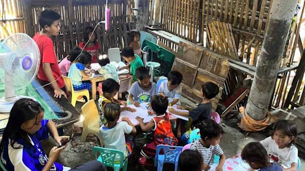 Badjao tribe schoolchildren. 
