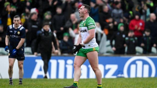 Patrick McBrearty of Donegal at the final whistle of the Allianz Football League Division 1 match between Donegal and Kerry at MacCumhaill Park in Ballybofey, Donegal. 
