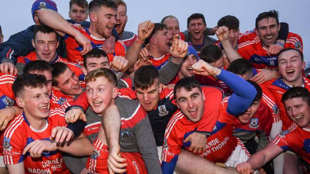 St Thomas' players celebrate following Sunday's Galway SHC Final win over Liam Mellows at Pearse Stadium.