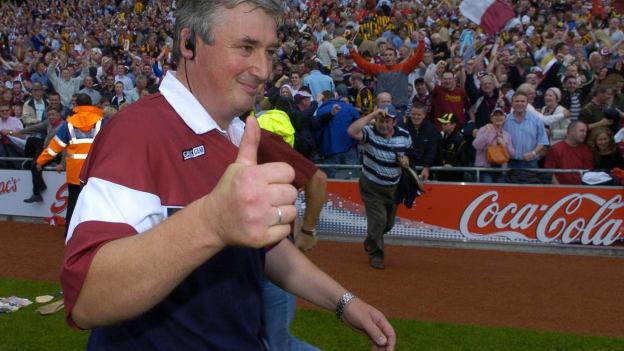 Conor Hayes celebrates at Croke Park following Galway's victory.
