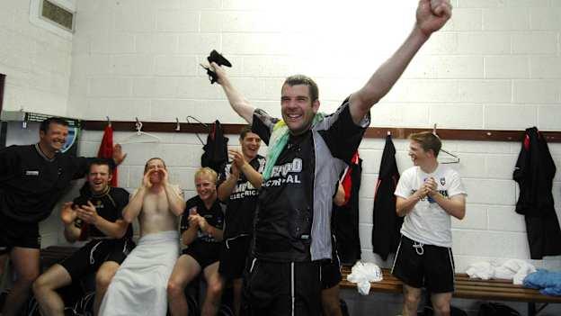 Kieran Quinn celebrating following the 2007 Connacht final win.