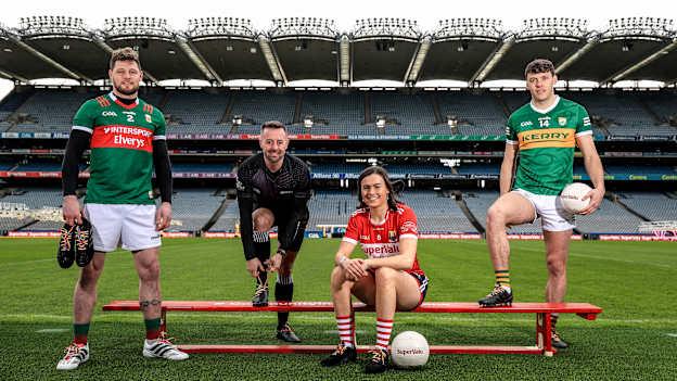 Pictured is GAA Referee and LGBTQ+ advocate David Gough and Cork Ladies footballer and LGBTQ+ advocate Hannah Looney, alongside advocates Kerry footballer, David Clifford and Mayo footballer, Padraig O’Hora at the launch of SuperValu’s ‘Wear with Pride’ Laces campaign. As part of the initiative and SuperValu’s wider #CommunityIncludesEveryone campaign, rainbow laces will be available to purchase in over 222 SuperValu stores nationwide for Pride month, with proceeds going to support Belong To, LGBTQ+ Youth Ireland. Photograph by INPHO/Dan Sheridan.