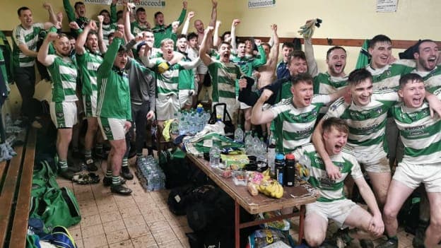 Oughterard players celebrate after their AIB All-Ireland Intermediate Football semi-final victory over Templenoe. 