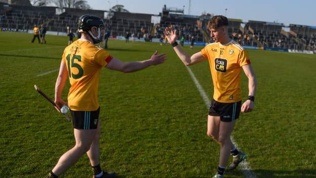 Antrim forwards Ciaran Clarke and James McNaughton.