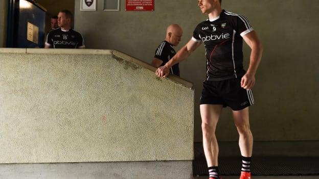 Kevin McDonnell leading Sligo out ahead of the 2018 Connacht SFC Semi-Final clash against Galway at Pearse Stadium.