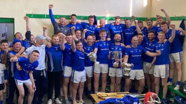 Kilkdalkey's hurlers celebrate a historic treble of senior, intermediate, and junior hurling championships in Meath. 