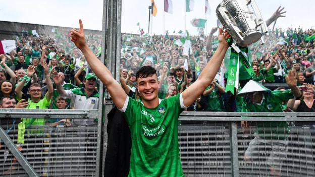 Kyle Hayes pictured with the Liam MacCarthy Cup at Croke Park on Sunday.
