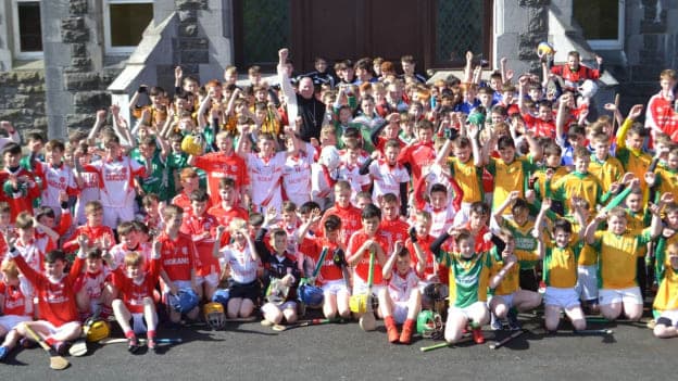 Dom Richard Purcell pictured with some of the hurlers outside Cistercian College, Roscrea.