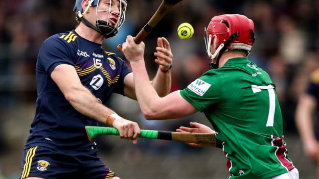 Rory Higgins of Wexford in action against Darragh Egerton of Westmeath during the Allianz Hurling League Division 1 Group A match between Westmeath and Wexford at TEG Cusack Park in Mullingar, Westmeath. 