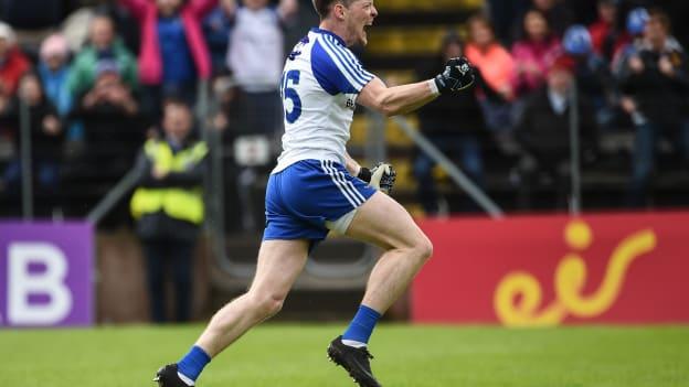 Conor McManus celebrates after scoring the decisive goal against Cavan.