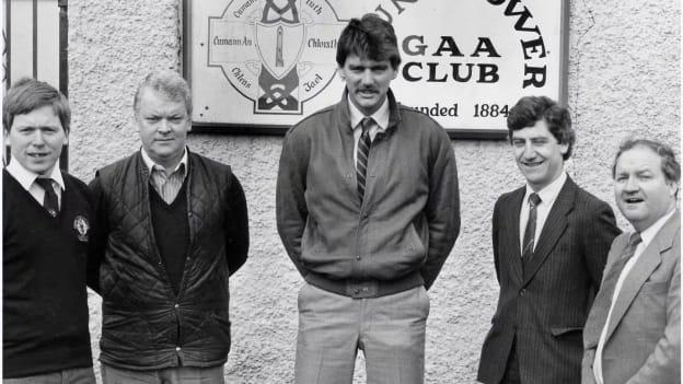 Neil O'Donoghue, middle, at Round Towers GAA club in April 1985, with committee members Liam Molloy, Sean McAuley, Bernard Cronin and Tommy Keogh. 

