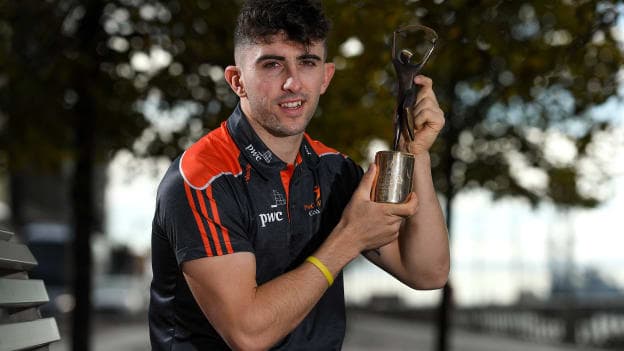 Limerick's Aaron Gillane pictured with his PwC GAA/GPA Hurler of the Month Award for August. 