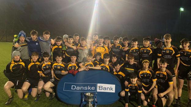 The Ballybay Community College footballers celebrate after their Ulster title triumph. 