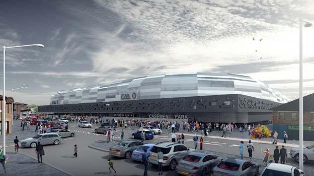 An artist's impression of the proposed redevelopment of Casement Park. 