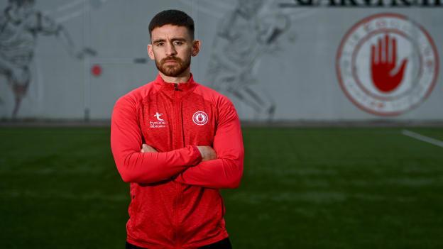 Padraig Hampsey poses for a portrait during a Tyrone senior football media conference at Tyrone GAA Centre in Garvaghey, Tyrone. 