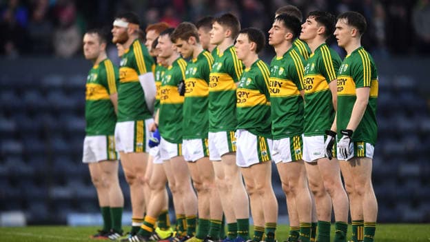 The Kerry team before the game at Pairc Ui Rinn.