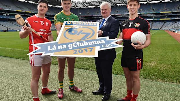 Uachtarán Cumann Luthchleas Gael, Aogán Ó Fearghail pictured with David Treacy, Michael Quinlivan, and Anthony Williams at the launch of Lá na gClubanna.