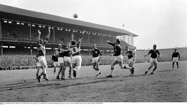John Keenan, third from left, punches the ball towards goal in the 1965 All-Ireland final against Kerry