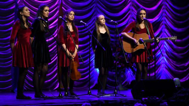A Bailéad-Ghrúpa from St. Patrick's, Ardagh, Longford, at the 2019 All-Ireland Finals in the TF, castlebar, in which Aishling Farrell, Siobhán Kilduff, Katie Lynch, Emma Thompson and Leia Nic hAnabaí competed