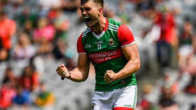 Mayo's Aidan O'Shea celebrates at Croke Park.