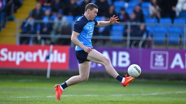 Con O'Callaghan netting a first half goal for Dublin against Laois in the Leinster SFC. Photo by Brendan Moran/Sportsfile