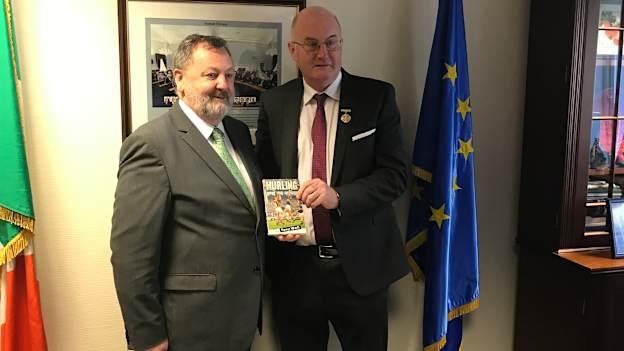 GAA President John Horan pictured with Senator Denis O’Donovan before his address to Seanad Éireann last January.