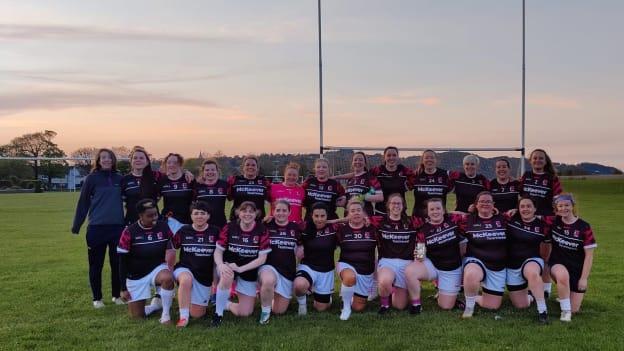 The Na Gaeil Aeracha LGFA team celebrate after their first ever victory earlier this year.