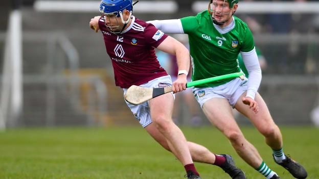 Kevin Regan, Westmeath, and William O'Donoghue, Limerick, in Allianz Hurling League action at TEG Cusack Park in Mullingar. Photo by Tyler Miller/Sportsfile