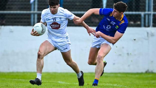 Jack Robinson, Kildare, and Jack Kirwan, Wicklow, in Leinster SFC action. Photo by Tyler Miller/Sportsfile