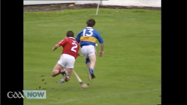 John Considine, Cork, and Pat Fox, Tipperary, during the drawn 1991 Munster Senior Hurling Championship Final.