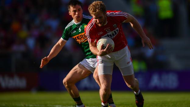 Paul Murphy, Kerry, and Ruairi Deane, Cork, during the 2018 Munster SFC.