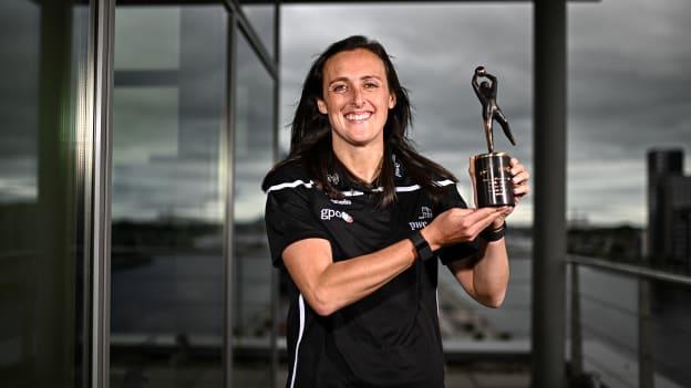 Dublin ladies footballer Hannah Tyrrell with her Player of the Month award at the PwC offices in Dublin. Photo by Eóin Noonan/Sportsfile