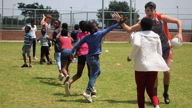 A Gaelic Football training session in South Africa.