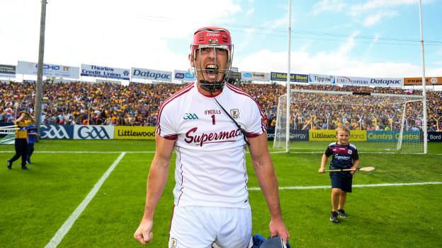 James Skehill celebrates following Galway's dramatic 2018 All Ireland SHC semi-final replay win over Clare at Semple Stadium.