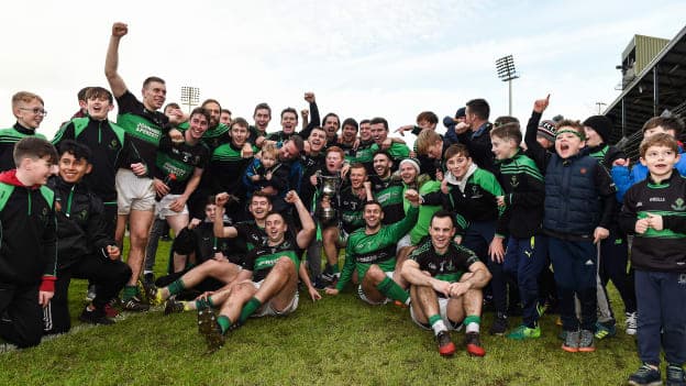 Nemo Rangers players celebrate at Pairc Ui Rinn.