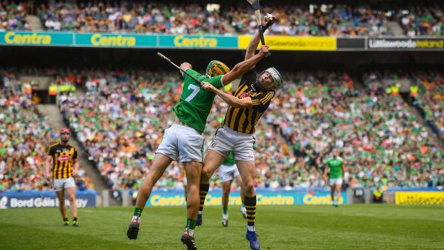 TJ Reid, Kilkenny, and Dan Morrissey, Limerick, in action during the 2019 All Ireland SHC semi-final at Croke Park.