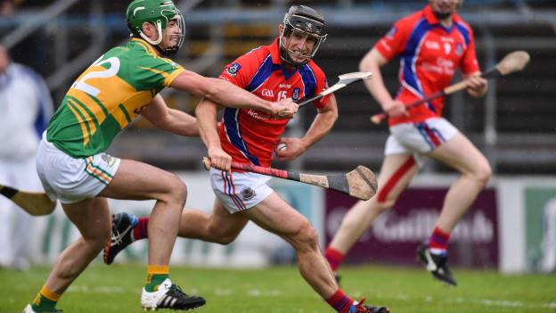 Kenneth Burke and Greg Lally during the Galway SHC Final at Pearse Stadium.