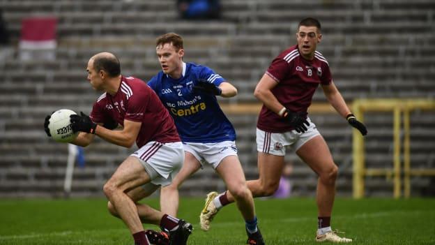 Paul Finlay, Ballybay, and Michael Meehan, Scotstown, in Monaghan SFC Final action at St Tiernach's Park.